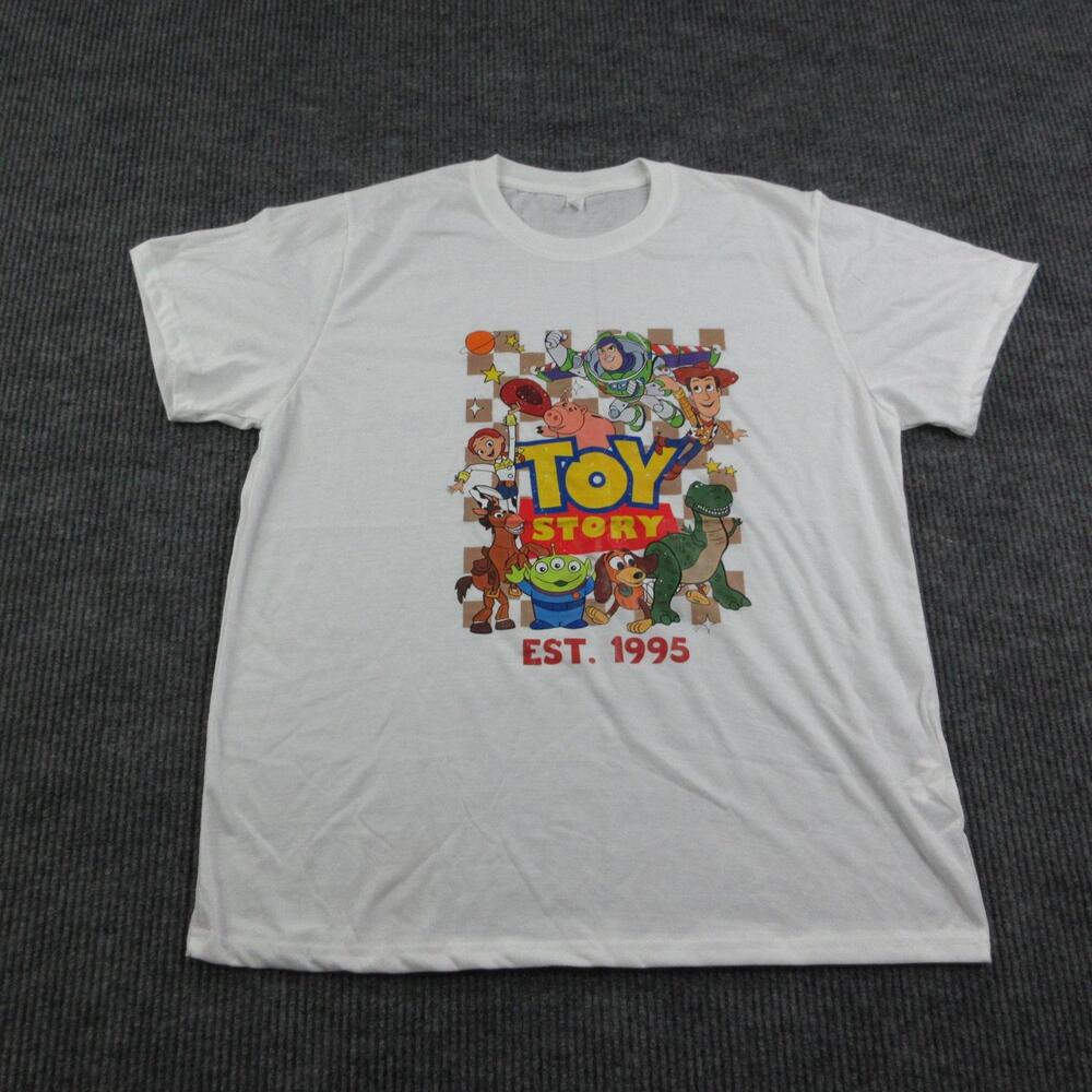 Toy Story Shirt Mens XL White Cotton Crew Neck Buzz Woody EST 1995 Graphic Tee